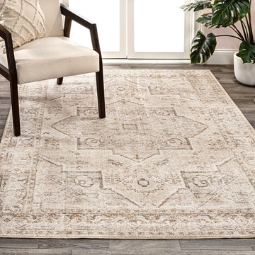 Koda Vintage Native American Medallion Machine-washable Area Rug